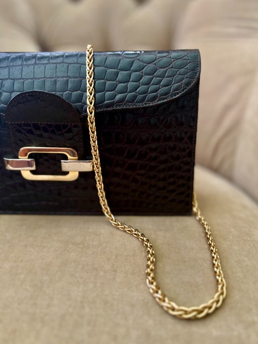 VTG Auth. GIOVANNI BORRI Genuine Crocodile Convertible Clutch Bag...GORGEOUS!